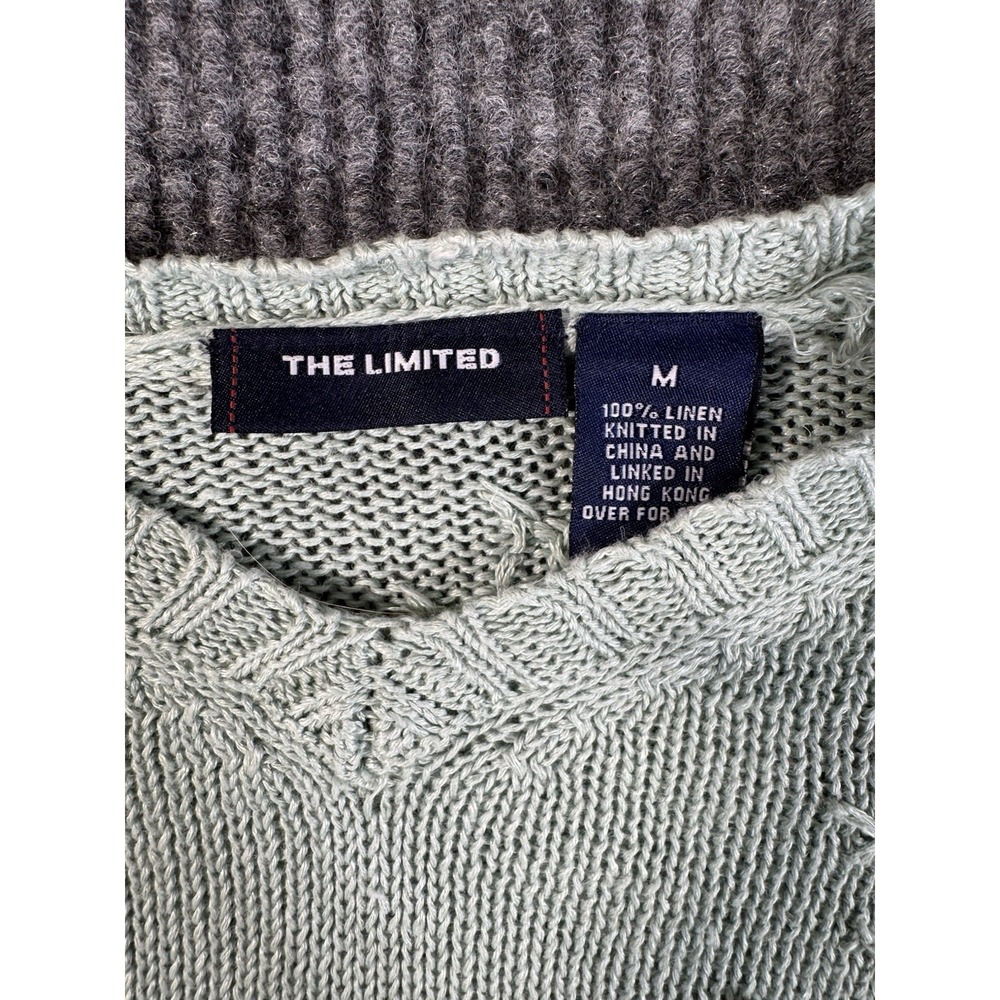 The Limited Floral Embroidered Knit Pullover Sweater M Women 100% Linen - Picture 2 of 7